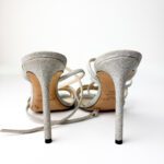 Jimmy Choo Mimi 100 Sandals in Silver Fine Glitter Fabric — Size 39.5 - Image 4