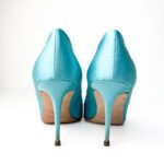 Manolo Blahnik Nadira Pointed-Toe Pumps in Tiffany Blue Satin with Crystal Leaf Embellishments — Size 37.5 - Image 5