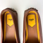Fendi Brown Pebbled Leather Loafers with Turquoise Stitching & FF Hardware — Size 39 - Image 9