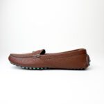Fendi Brown Pebbled Leather Loafers with Turquoise Stitching & FF Hardware — Size 39 - Image 4