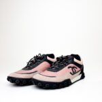 Chanel Low-Top Sneakers in Pink and Black Fabric — Size 38.5