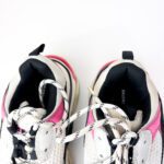 Balenciaga Triple S Sneakers in Neon Pink, White, and Black Mesh & Leather — Size 39 - Image 5