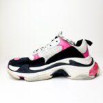 Balenciaga Triple S Sneakers in Neon Pink, White, and Black Mesh & Leather — Size 39 - Image 2