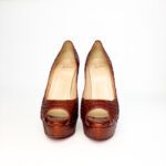 Christian Louboutin Dark Orange Python Leather Lady Peep Pumps β Size 39 - Image 5