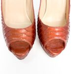 Christian Louboutin Dark Orange Python Leather Lady Peep Pumps β Size 39 - Image 7