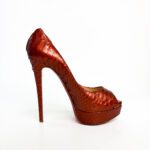 Christian Louboutin Dark Orange Python Leather Lady Peep Pumps β Size 39 - Image 4
