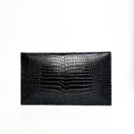 Saint Laurent Uptown Pouch in Black Croc-Embossed Shiny Leather with Silver-Tone YSL Hardware - Image 3