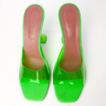 Amina Muaddi Lupita Glass Mule Sandals in Fluo Neon Green PVC – Size 41 - Image 5