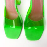Amina Muaddi Lupita Glass Mule Sandals in Fluo Neon Green PVC – Size 41 - Image 6