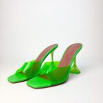 Amina Muaddi Lupita Glass Mule Sandals in Fluo Neon Green PVC – Size 41