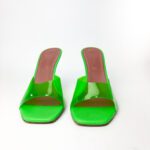 Amina Muaddi Lupita Glass Mule Sandals in Fluo Neon Green PVC – Size 41 - Image 4