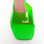 Amina Muaddi Lupita Glass Mule Sandals in Fluo Neon Green PVC – Size 41 - Image 2