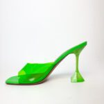 Amina Muaddi Lupita Glass Mule Sandals in Fluo Neon Green PVC – Size 41 - Image 3