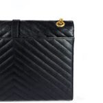 Saint Laurent Large Monogram Envelope Shoulder Bag in Black Chevron-Quilted Grained Leather - Image 6