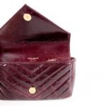 Saint Laurent College Mini Chain Bag in Burgundy Shiny Crackled Leather - Image 3