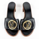 Louis Vuitton Lock It Heeled Mules — Black Leather, Size 38 - Image 2