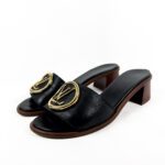Louis Vuitton Lock It Heeled Mules — Black Leather, Size 38 - Image 3