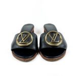 Louis Vuitton Lock It Heeled Mules — Black Leather, Size 38 - Image 5