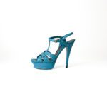 Saint Laurent Paris Tribute Platform Sandals in Blue Python-Effect Leather – Size 39.5 - Image 2