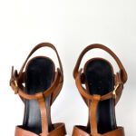 Saint Laurent Tan Leather Tribute Platform Sandals – Size 38 - Image 7