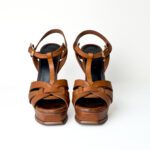 Saint Laurent Tan Leather Tribute Platform Sandals – Size 38 - Image 4