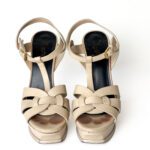 Saint Laurent Tribute Platform Sandals Beige Leather – Size 38 - Image 4
