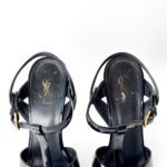 Saint Laurent Tribute Black Patent Leather Platform Sandals – Size 38 - Image 7