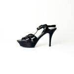 Saint Laurent Black Patent Leather Tribute Platform Sandals — Size 38 - Image 2