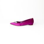 Manolo Blahnik Fuchsia Satin Lurum Crystal-Embellished Ballet Flats — Size 36.5 - Image 2