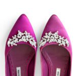 Manolo Blahnik Fuchsia Satin Lurum Crystal-Embellished Ballet Flats — Size 36.5 - Image 5
