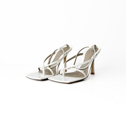 Bottega Veneta Optic White Stretch Strap Sandals – Size 36