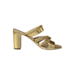 Chanel Gold Leather Chain-Embellished Block Heel Slide Sandals — Size 37C - Image 6