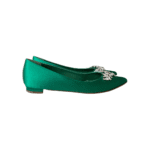 Manolo Blahnik Green Satin Lurum Crystal-Embellished Ballet Flats — Size 36.5 - Image 4