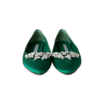 Manolo Blahnik Green Satin Lurum Crystal-Embellished Ballet Flats — Size 36.5 - Image 2