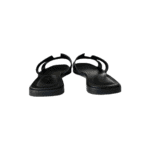Hermès Black Calfskin Leather with White Topstitching Oran Sandals — Size 39 - Image 9
