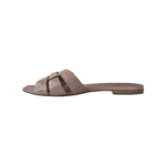 Saint Laurent Tribute Flat Taupe Patent Leather Slide Sandals — Size 37 - Image 4