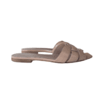 Saint Laurent Tribute Flat Taupe Patent Leather Slide Sandals — Size 37 - Image 3