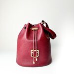 Furla Corona Drawstring Bucket Bag in Burgundy (Ciliegia) Leather - Image 3