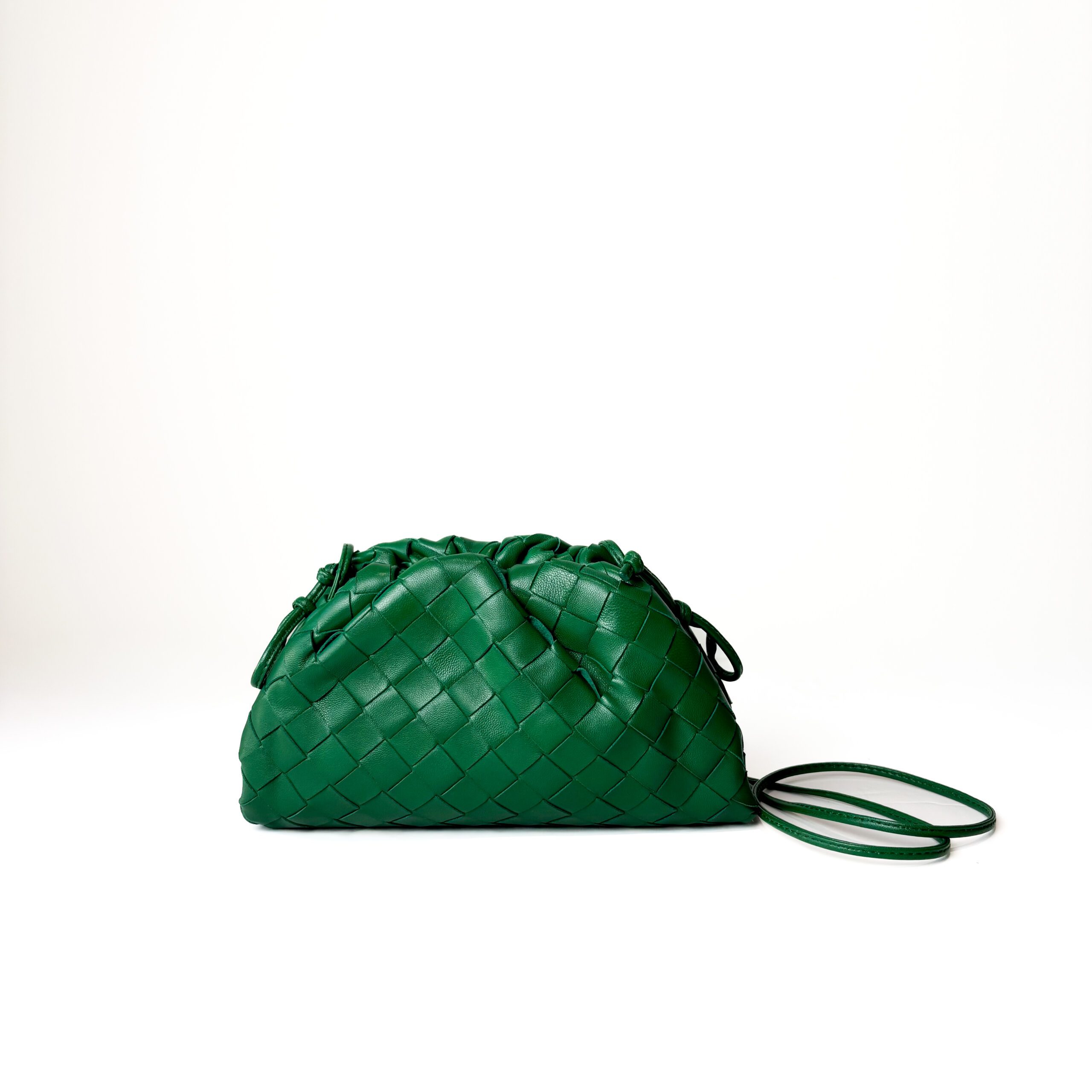 IMG_5110 Bottega Veneta Mini Pouch in Green Intrecciato Leather - Image 1