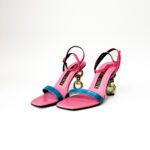 Kat Maconie Nyla Chain Heel Sandals in Blue & Pink – Size 37
