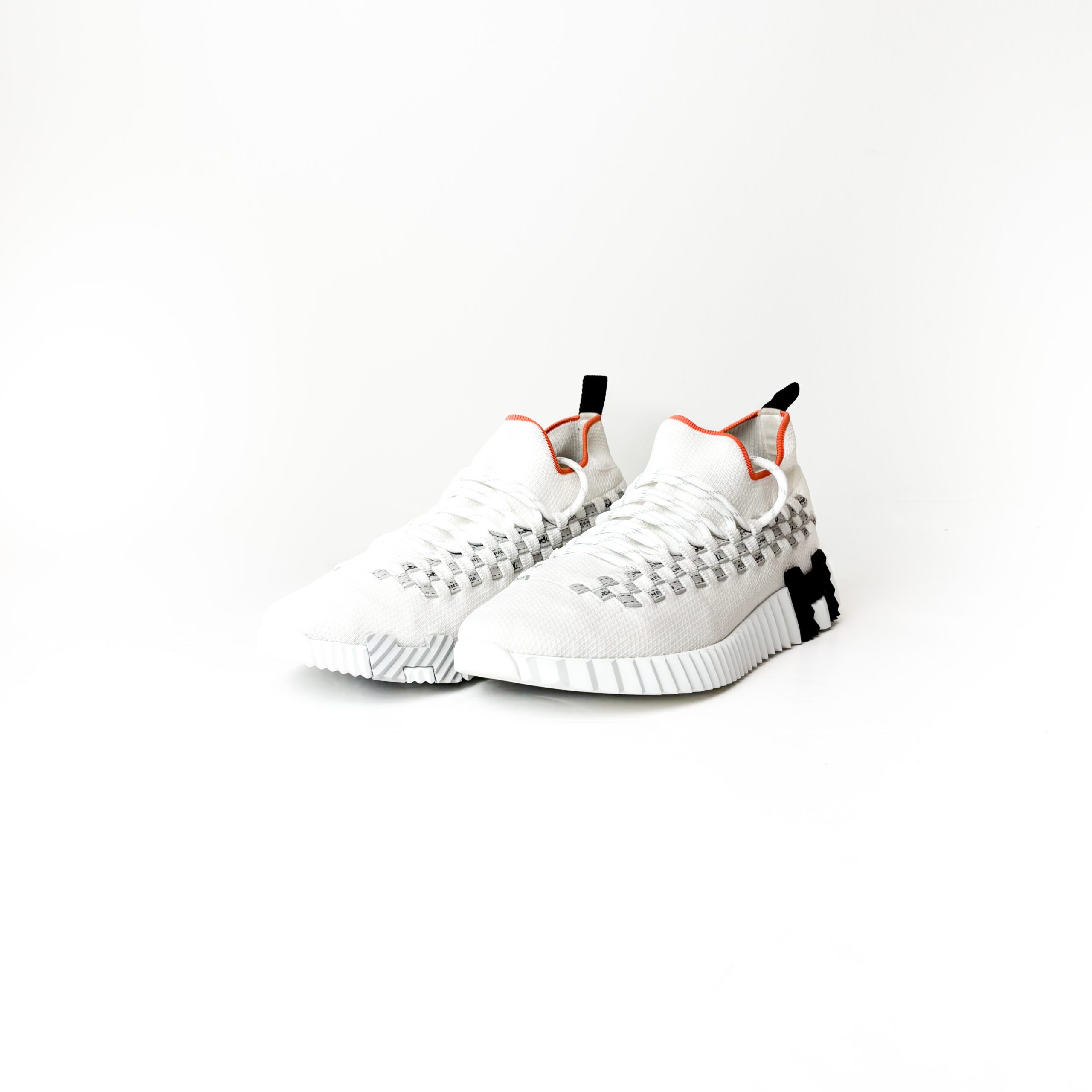 IMG_5485-2 Hermès Flex Slip-On Knit Sneakers in White with Braided Bolduc Detail – Size 40.5 - Image 1