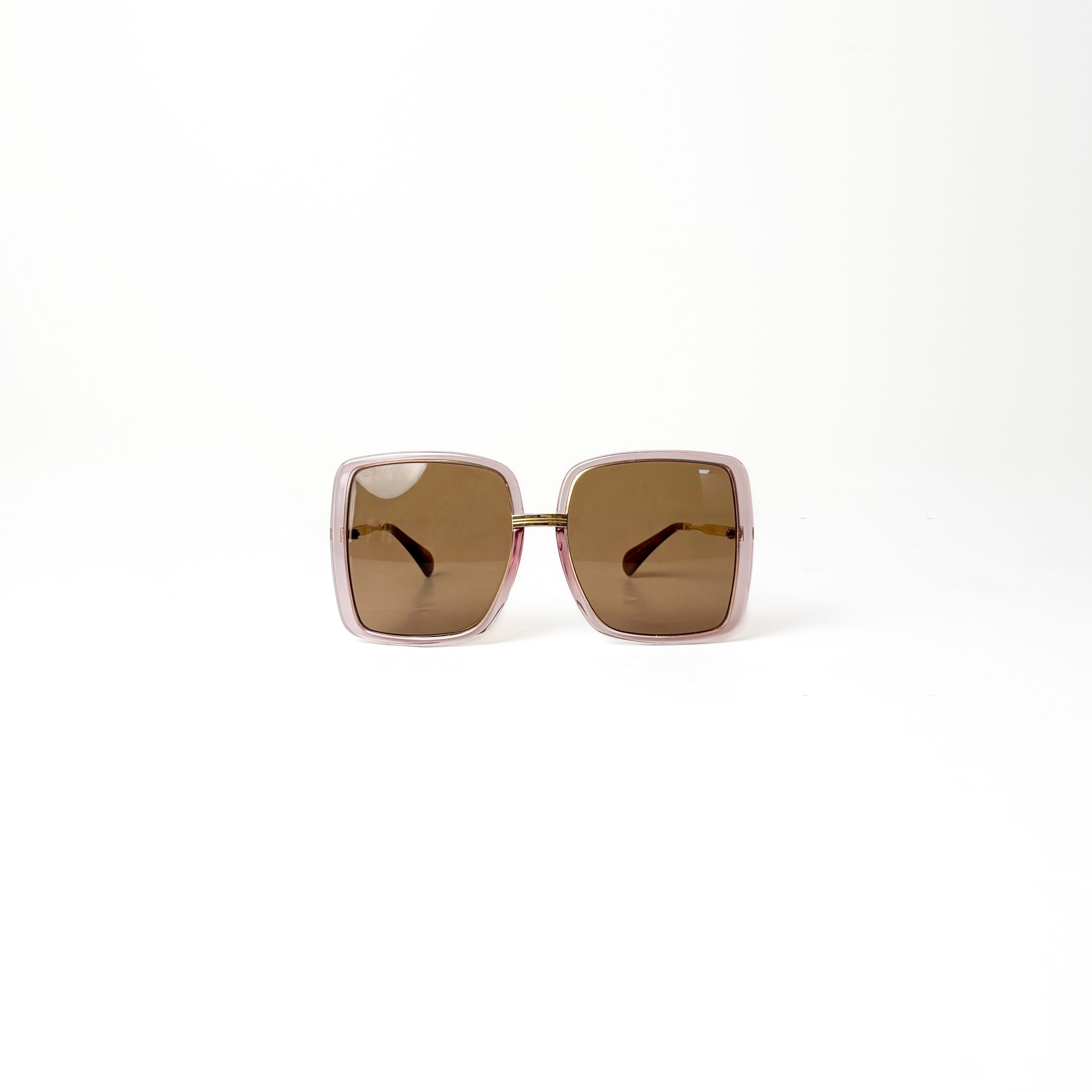 IMG_5555 Gucci GG0903S Geometric Sunglasses in Pink and Gold - Image 1