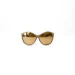 Linda Farrow Gold/Beige Snakeskin Embossed Round Glasses