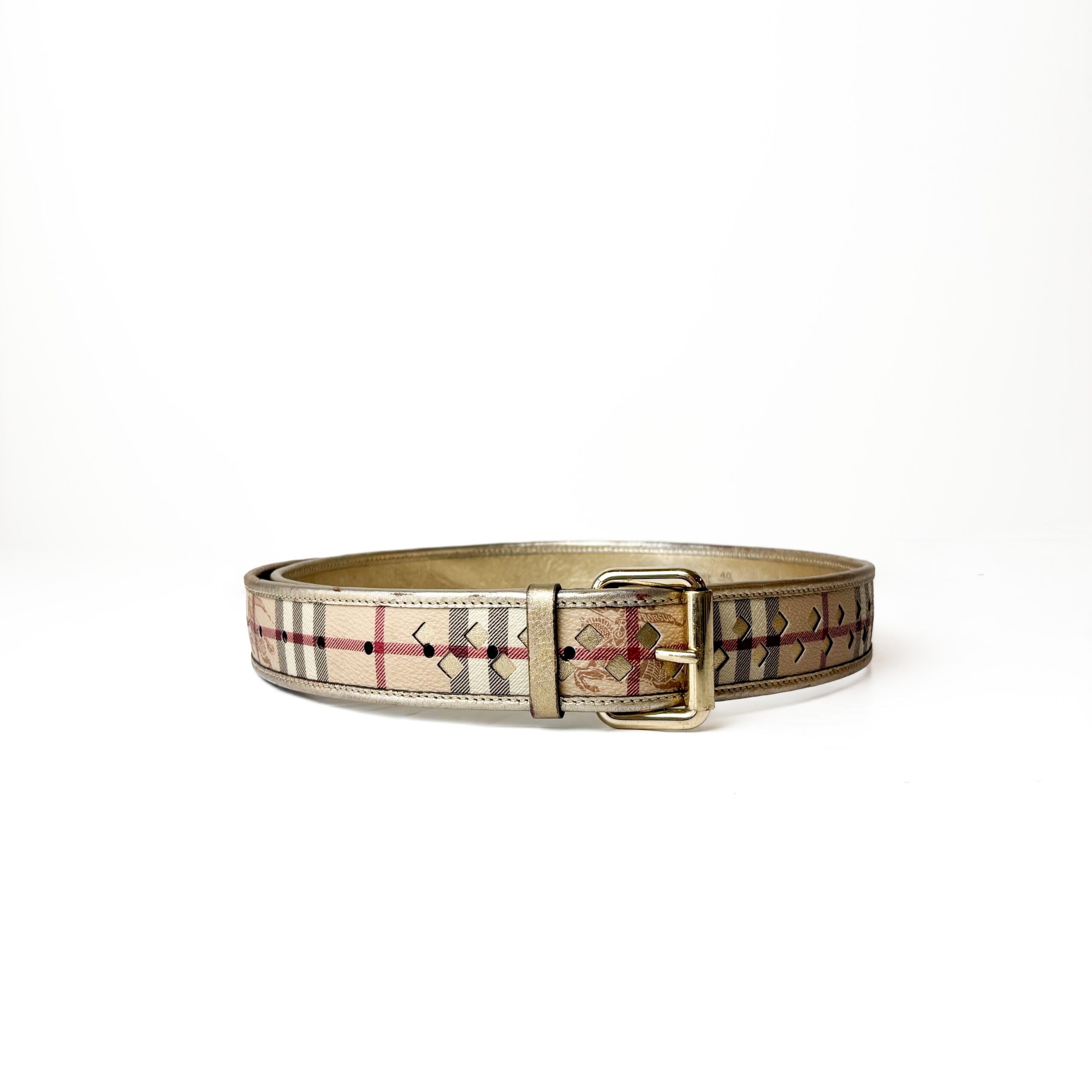 IMG_5754 2 Burberry Beige Monogram Leather Belt 100cm - Image 1