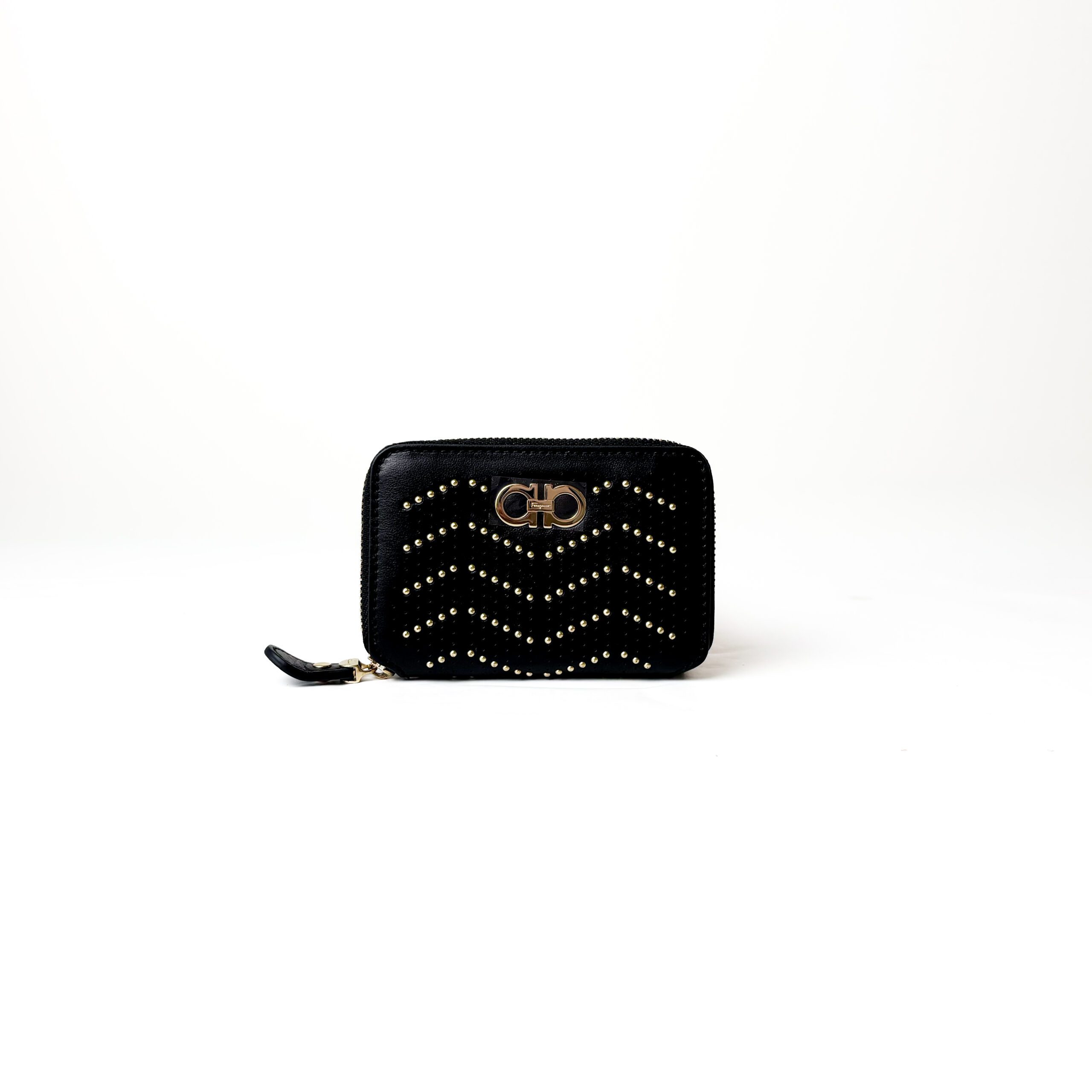 IMG_5761 2 Salvatore Ferragamo Gancini Studded Zip Around Wallet - Image 1