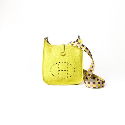 Hermès Evelyne TPM 16 Bag in Lime Clemence with Palladium Hardware