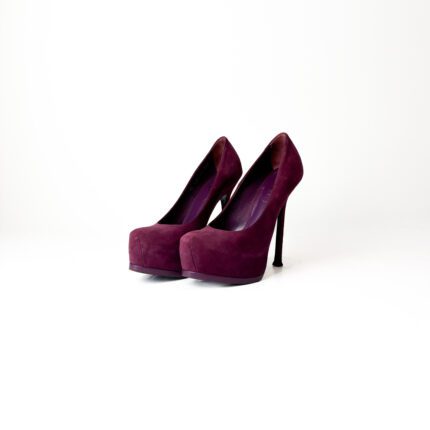 Saint Laurent Purple/Magenta Suede Leather Tribtoo Platform Pumps Size 38.5