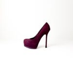 Saint Laurent Purple/Magenta Suede Leather Tribtoo Platform Pumps Size 38.5 - Image 2