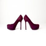 Saint Laurent Purple/Magenta Suede Leather Tribtoo Platform Pumps Size 38.5 - Image 5
