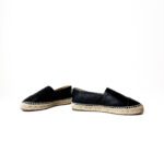 Chanel Black Leather CC Cap Toe Espadrille Flats Size 37 - Image 4